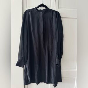 Club Monaco Black Silk Tunic Dress – Size XL – Sheer Long Sleeve